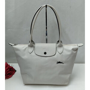Longchamp Le Pliage Club White Nylon Double Handles Zipper Satchel Bag